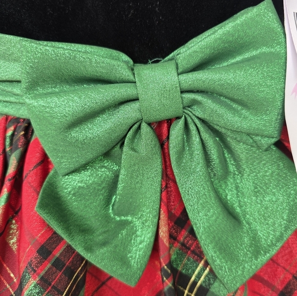 Bonnie Jean Plaid Girls Dress Size 2T Green Bow New Multic Color Fit Flare - Picture 9 of 12